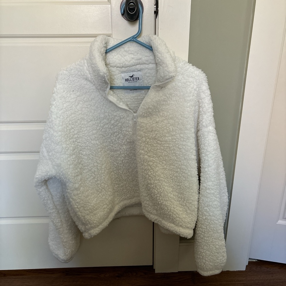 Hollister White Sherpa Pullover